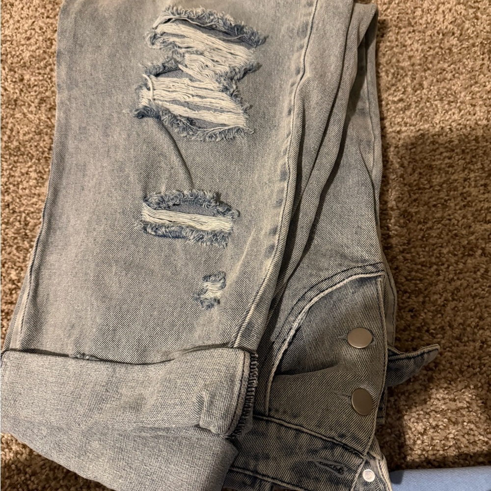 Stylish Distressed Light Blue Bib Overalls